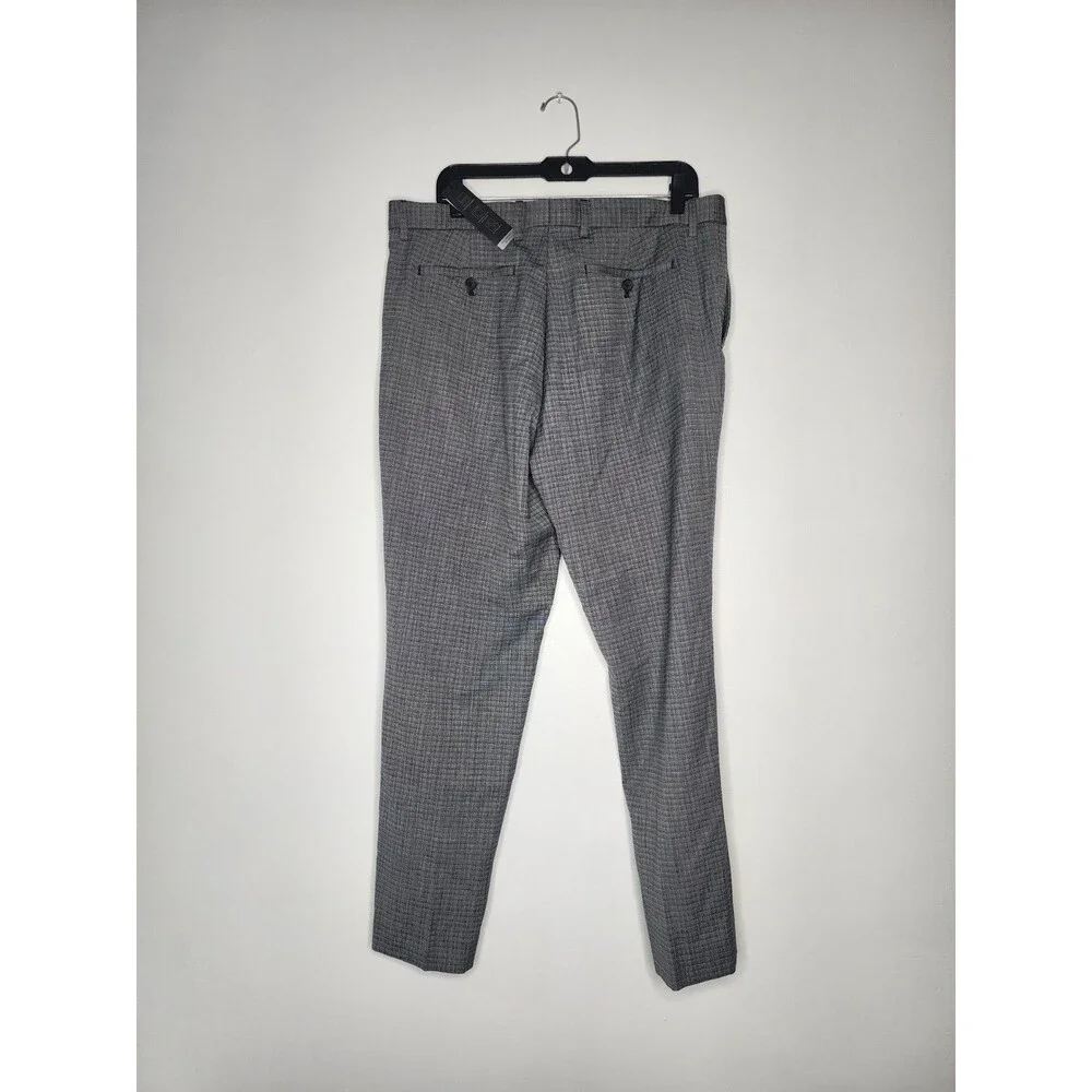 Banana Republic Men’s Pants Gray Plaid Wool Blend Lined Tailored Slim Fit 35x30